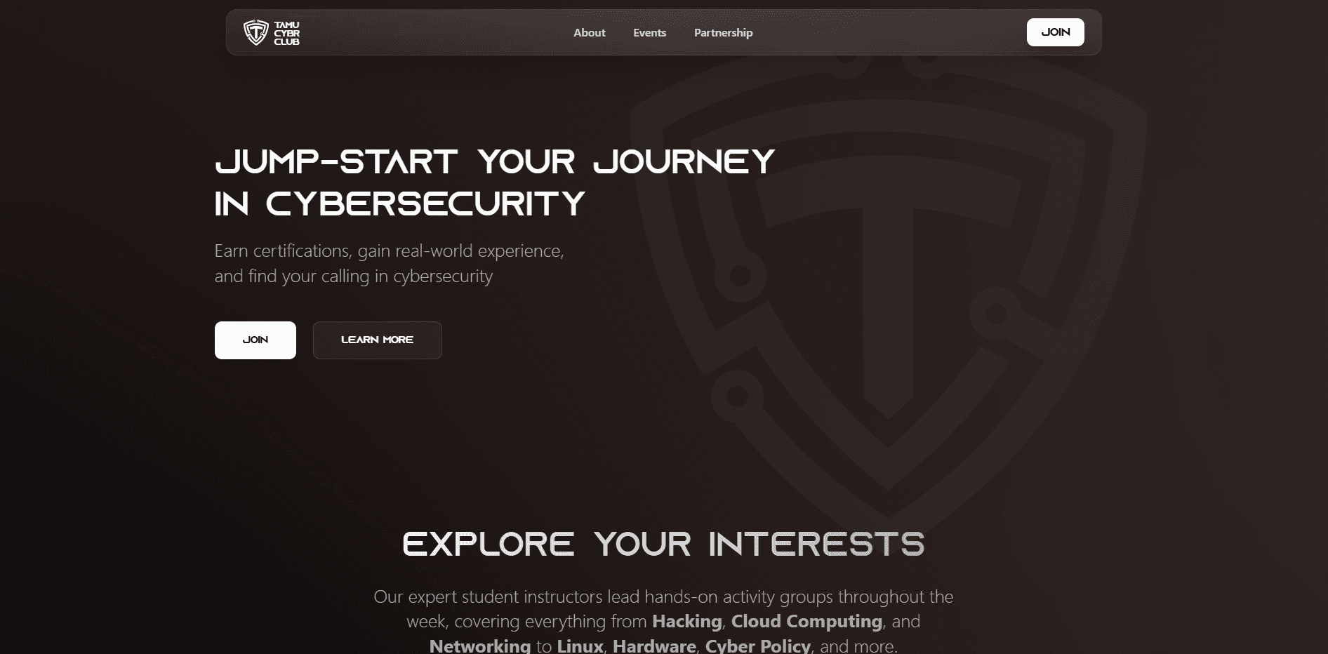 CYBRCLUB landing page